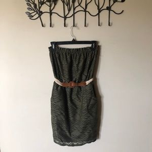 Strapless belted dress